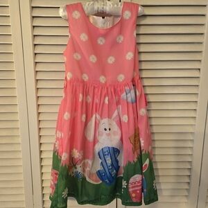 Pink Bunny Print Kids Casual Dress